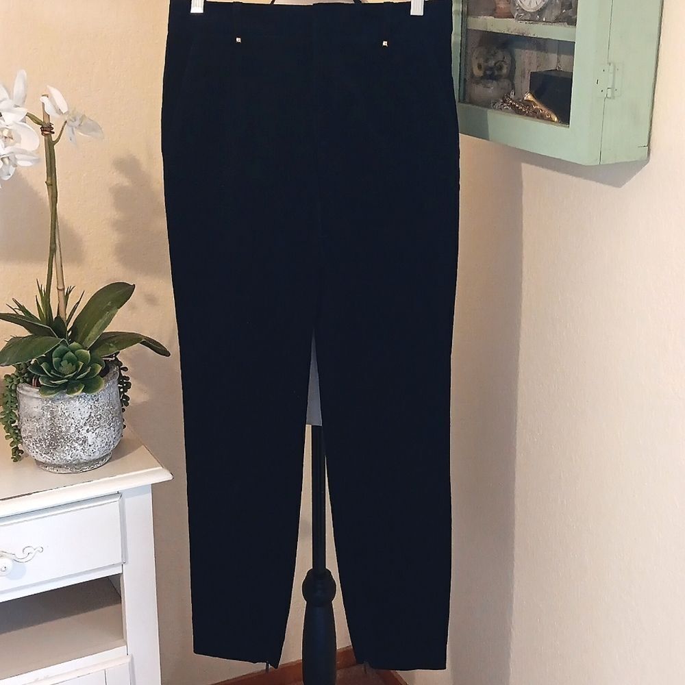Gucci Black Straight-Leg Women's Pants with Subtle Gold Rivet Detail